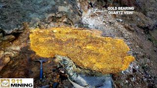 Crushing & Panning A Deteriorated Gold Bearing Quartz Vein!