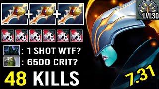 48 Kills 180k Damage 6500 Crit 3x Rapier + Force/Hat PA RAMPAGE 1 Shot Kill Most Imba Hero Dota 2