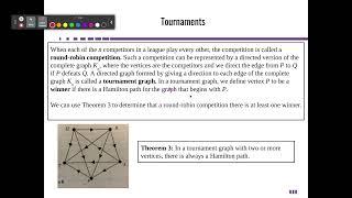 Section 5.1 Tournaments & Directed Graphs Video Lecture