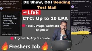 De Shaw, CGI Sending Test Mails | Off Campus Hiring for 2021,2022,2023,2024 Batch | Apply Now