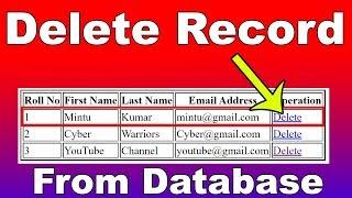 20. How to Delete Record from database from HTML PHP Web Page, query to delete record from database