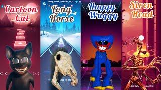 Cartoon Cat - Long Horse - Huggy Wuggy - Siren Head | Tiles Hop - Beat Roller - Smash Colors