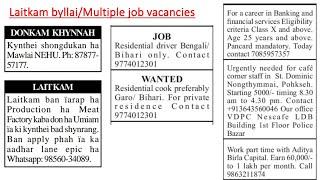 Laitkam byllai/Multiple job vacancies