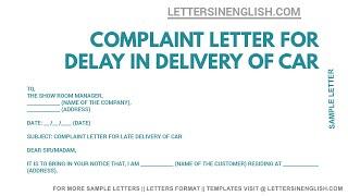 Complaint Letter for Delay in Delivery of Car - Complaint Letter Format | Letters in English