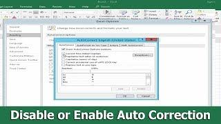 How to Disable or Enable Auto Correction in Microsoft Excel 2018