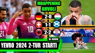 EURO 2024: Germaniya 2-0 Vengriya play-off, Mbappening ahvoli, Xorvatiya 2-2 Albaniya bu omadsizlik!