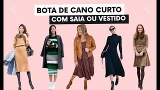 Botas de cano curto como usar com SAIA ou VESTIDO