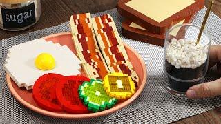 LEGO Breakfast: Cheesy Sandwich Egg & Bacon Coffee  Stop Motion Cooking & ASMR