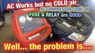 AC works but dosent make cold || What to check if ac compressor comes on but NO cold air