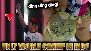 EVOS Branz raising the Gold Medal reminding people they're the only World Champs in Indonesia