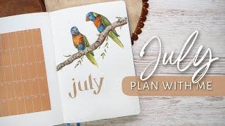 PLAN WITH ME | July 2022 Bullet Journal Setup | Tropical Theme With Watercolors