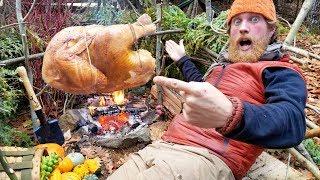 Turkey Cooked Over Wood Fire Smoked and Roasted In The Bush (87 days episode 15)