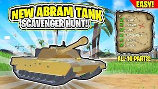 All the locations for the Abram Tank Scavenger Hunt Parts (Roblox Military Tycoon)