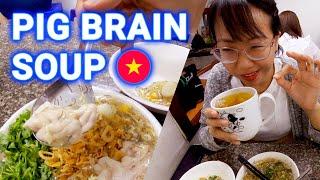 Pig BRAIN soup in Hanoi!  Vietnam travel & food vlog 