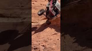 Dustin has a nasty tumble down “you gotta be totally nuts”! #polaris #rzr #sandhollow #rockcrawling