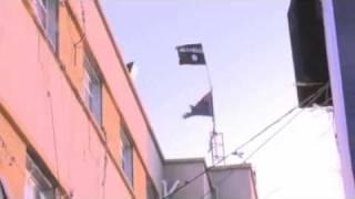 La bandiera di Al Qaeda sul Tribunale di Bengasi. Al Qaeda's flag over courthouse in Benghazi