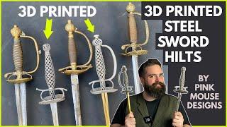 STEEL 3D Printed Sword Hilts - by Pink Mouse Designs