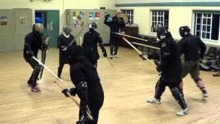 Swords & shields VS short spears - HEMA team melee fights