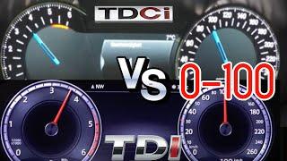 Vw Passat Variant 2.0 TDI 150 Hp VS Ford Mondeo 2.0 Tdci 150 Hp  0-100 Race