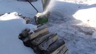 SNOWY SideWalk Cleared with GreenWorks Pro 80V SNOW Shovel