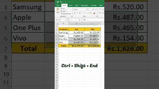 Quickly selecting a large range of data in Excel | #excel #shorts #excelshortcuts