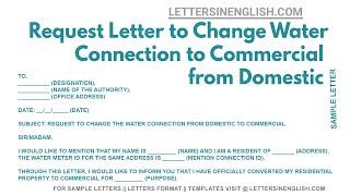 Request Letter To Change Water Connection To Commercial From Domestic