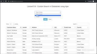 Laravel 5.8 - Custom Search in Datatables using Ajax