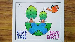 Van Mahotsav Drawing / Van Mahotsav Poster Drawing / Save Tree Save Earth Drawing / Nature Drawing