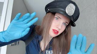 Police roleplay asmr patdown search in latex gloves