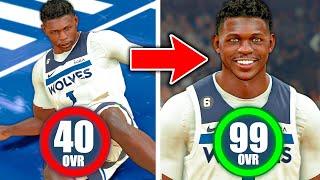 Anthony Edwards, but every basket is +1 Upgrade (40 OVR to 99 OVR)