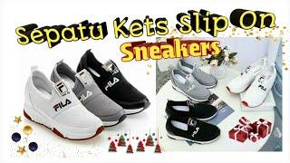 SEPATU KETS WANITA SLIP ON FILA SNEAKERS PUTIH ABU HITAM Size 37 38 39 40 @elfridaagustinasirait3078