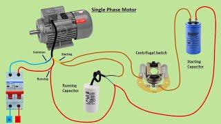 Single Phase Motor Connection with Two Capacitors | Double capacitor motor connection