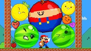 Mario vs Watermelon Game (SUIKA) | New Fruits Marble Race Mega Team Elimination Maze Mix Level Up