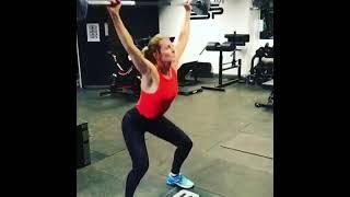 TV Presenter Gabby Logan amazing figure working out