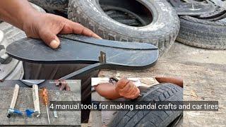 4 manual tools for making rubber crafts and used tires.