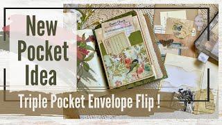 Junk Journal Page Idea - Triple Pocket, a Tuck and an Envelope Flip!