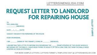 Letter to Landlord Requesting Repairs of House - How To Write a Letter to Landlord to Fix Things