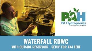 PA Hydroponics 4 Plant Fallponic Waterfall RDWC Setup with Reservoir Outside 4x4 Tent