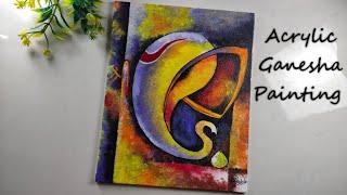 Lord Ganesha Acrylic Painting Using Sponge | Easy Abstract Art For Beginners||#acrylicpainting