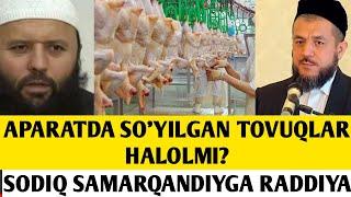 SODIQ SAMARQANDIYGA RADDIYA / APARATDA SO'YILGAN TOVUQLAR HALOLMI ?