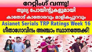 Asianet Serial TRP Rating Week 16 |Asianet Serials Ratings |Media Express Malayalam