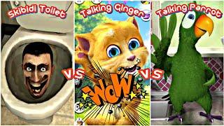 Skibidi Toilet Vs Talking Ginger Vs Talking Parrot Who Is Best ?   | Tom The Singer