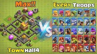 Townhall4 Vs All 1 Max Troops | Clash Of Clans | Unity Clasher |