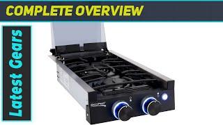 RecPro RV Built In Gas Cooktop | 2 Burners | 6,500 BTU | Glass Cover Included