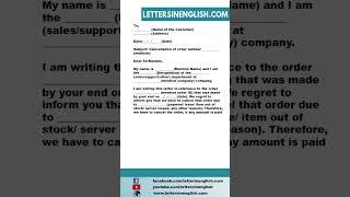 Order Cancellation Letter to Customer - Customer order cancellation letter