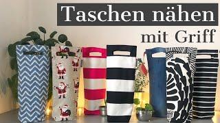 Tasche nähen, Geschenktasche für Weihnachten, Anleitung und Schnitt, Flaschentasche