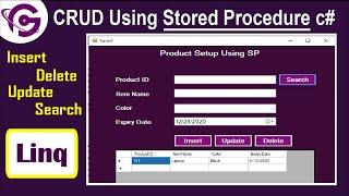 CRUD In C# With SQL Using Stored Procedure | Insert Delete Update Search in SQL using linq C#