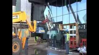 GGR Group's HOMER robot installing glazed panels at Echo Arena Liverpool