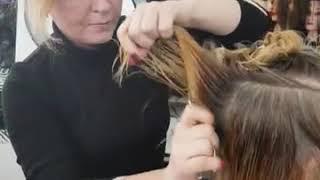 Creative haircut for long hair in the technique of Tony and Guy