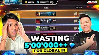 YouTuber Giving Dares || Wasted 1M Diamonds  For Global No.1 In Badges  Free Fire
